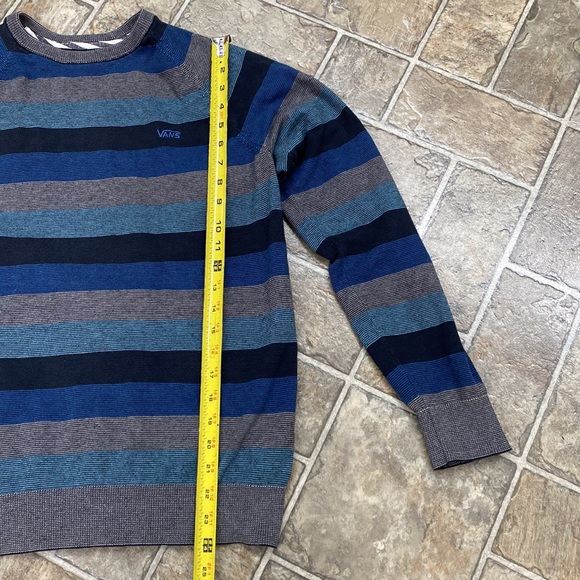 Vans Off the Wall Crewneck Striped Sweater, Size Small, Blue and Grey - Picture 8 of 10